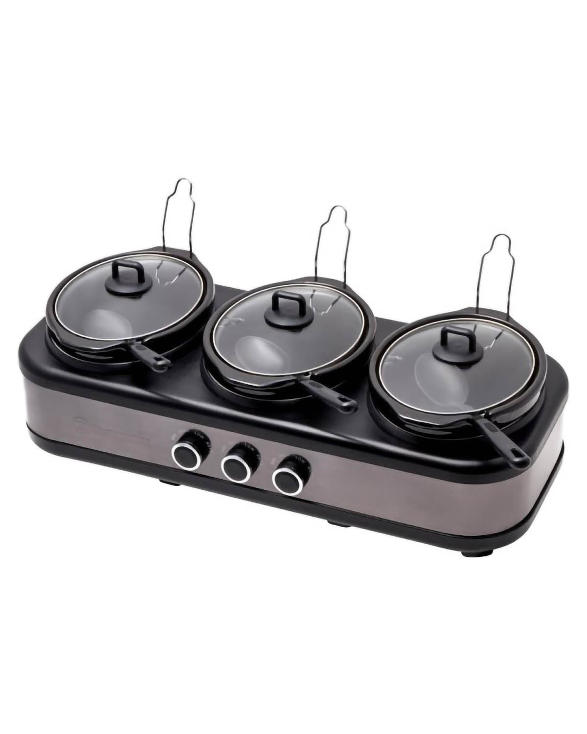 Westinghouse 3x2.5-Litre 3-Pot Slow Cooker - Black Stainless Steel