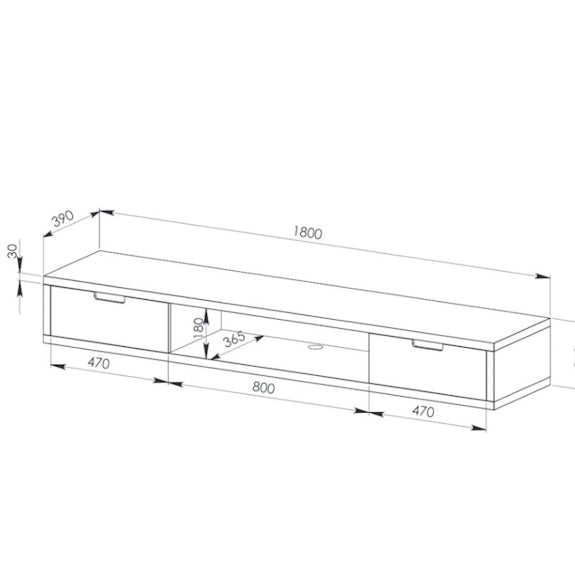 Air 1800mm Wall Mount Entertainment Unit - Dark Oak/Black