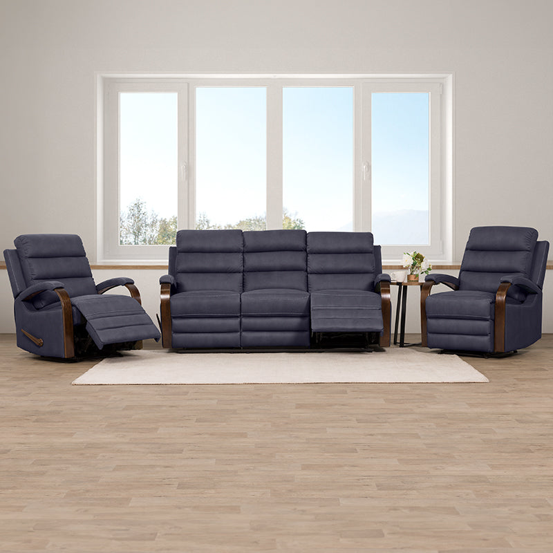 Alamo 3 Seater Fabric Recliner - Navy