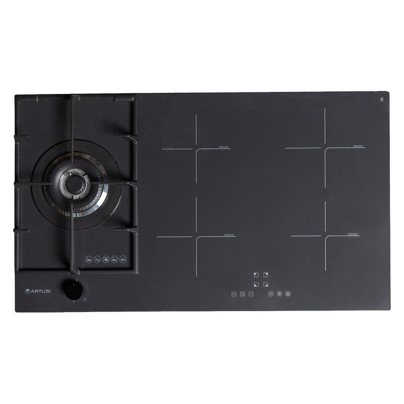 Artusi 90cm Hybrid Cooktop 1 Gas Burner & 4 Induction Zones - Nano Matte Black