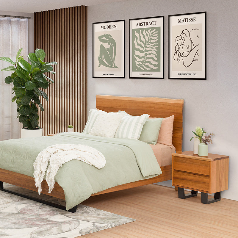 Baxter 2 Drawer Bedside Table - Blackwood