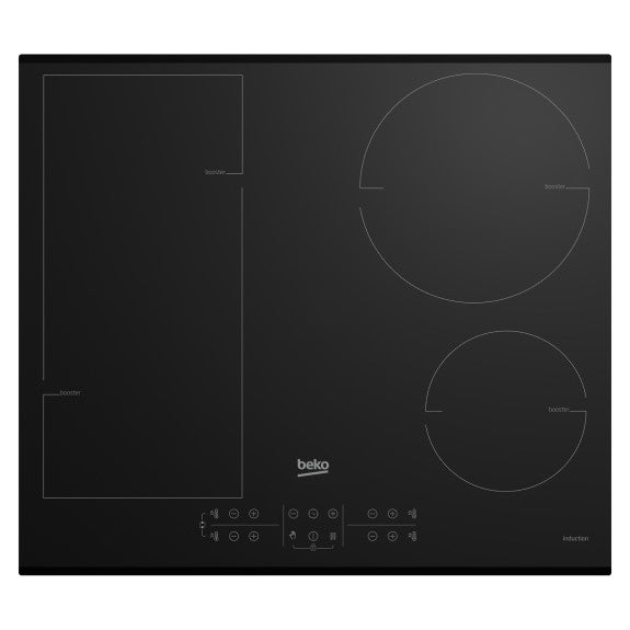 Beko 60cm 4-Zone Induction Cooktop with Bridging Zones - Black