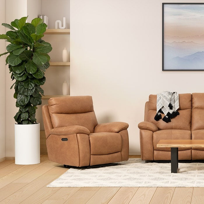 California Electric Recliner Fabric Armchair - Tan