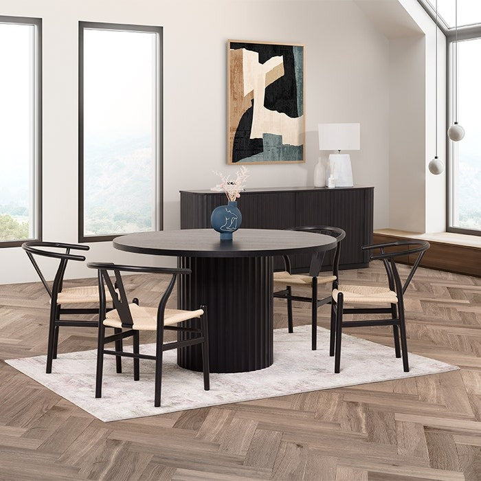 Caesar 135cm Round Dining Table - Messmate/Black