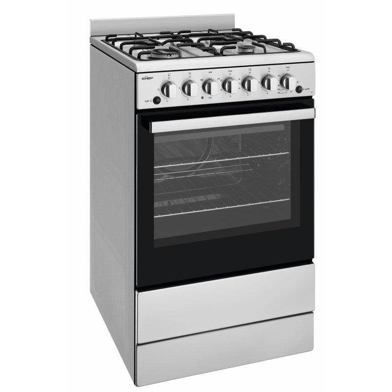 Chef 54cm Freestanding Gas Cooker - Stainless Steel