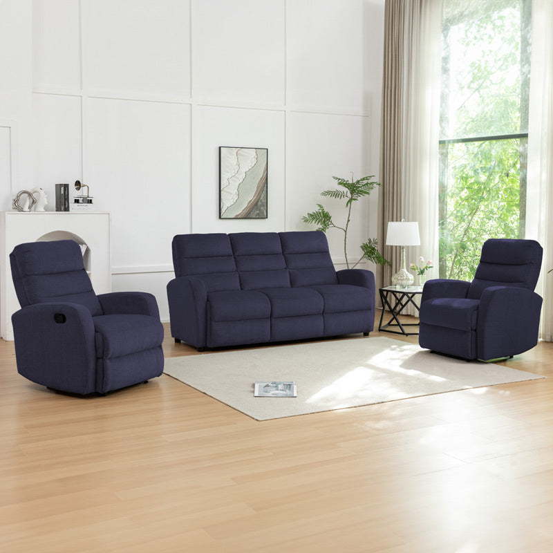 Echo 3 +1+1 Fabric Recliner Lounge Suite - Blue