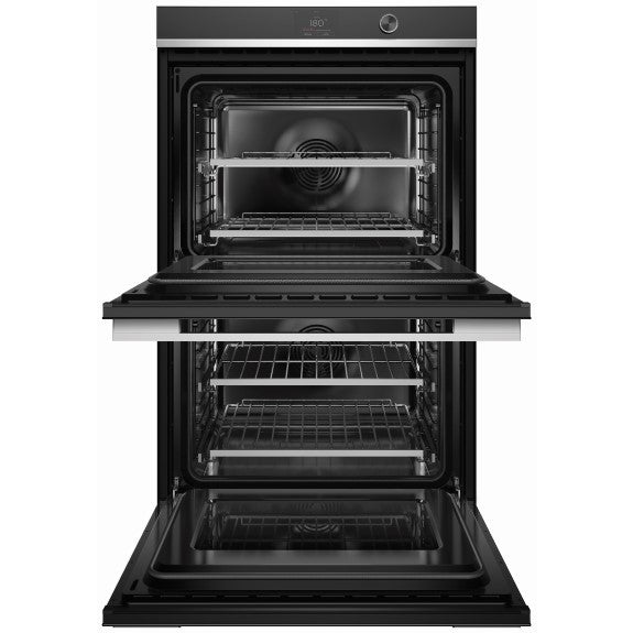 Fisher & Paykel 76cm Pyrolytic Built-In Double Oven with 17 Functions - Black (Contemporary Series 9)