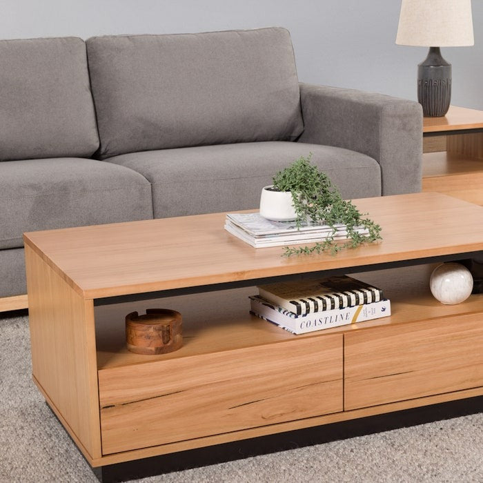 Hamilton 2 Drawer Coffee Table - Messmate/Natural