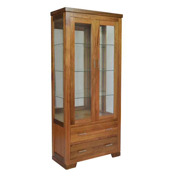 Havana 2 Door Timber Display Cabinet - Blackwood/Glass