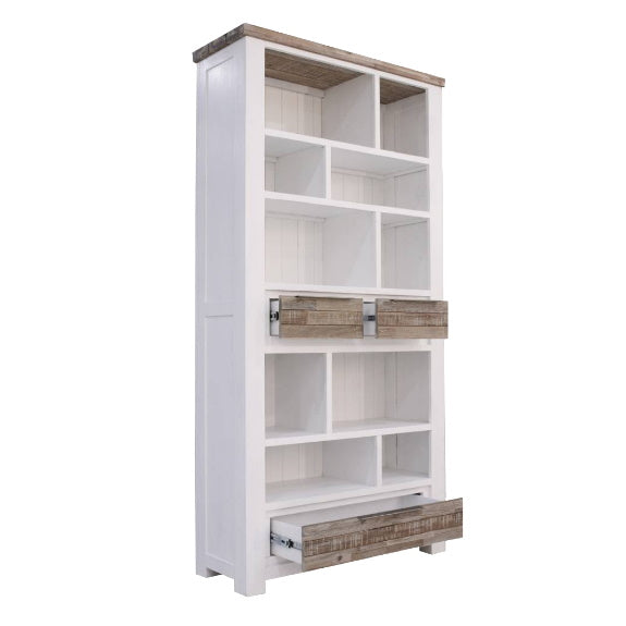 Homestead Multi-Shelf Timber Bookcase - White/Wood