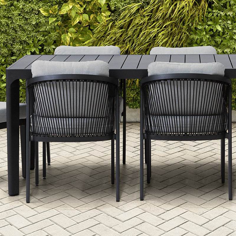 Isla 9 Piece Outdoor Dining Setting - Light Grey/Black