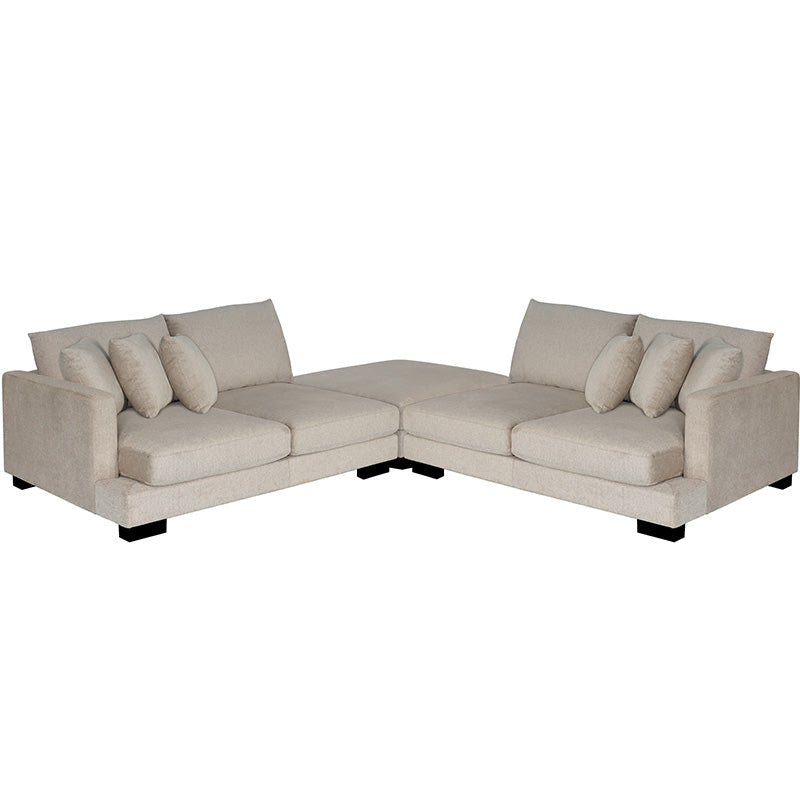 Laguna Deep 4 Seater Modular Sofa Lounge with Ottoman - Dune Fabric