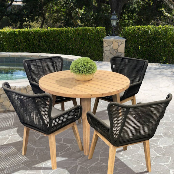 Marrakesh 5 Piece Outdoor Timber Dining Setting - Natural/Black