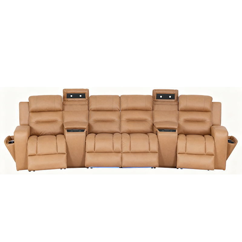 Matrix 4 Seater Home Theatre Electric Recliner Lounge - Tan
