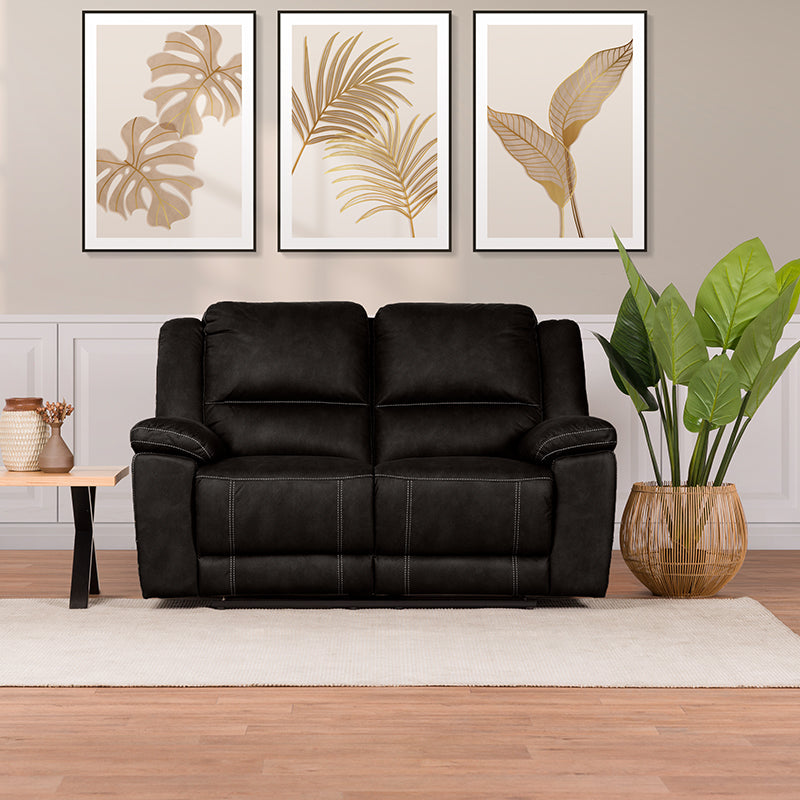 Oregon 2 Seater Fabric Recliner - Jet