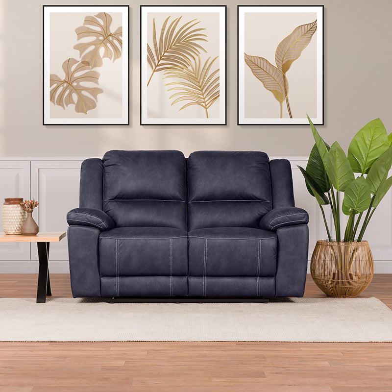 Oregon 2 Seater Fabric Recliner - Navy
