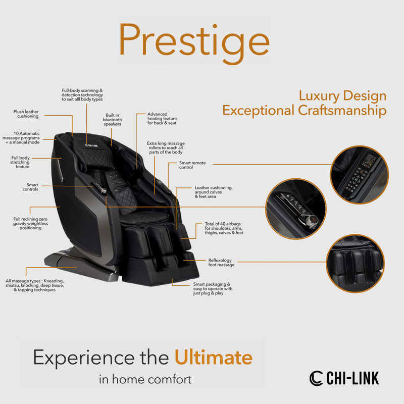 Chi-Link Prestige Massage Chair - Black/Gold