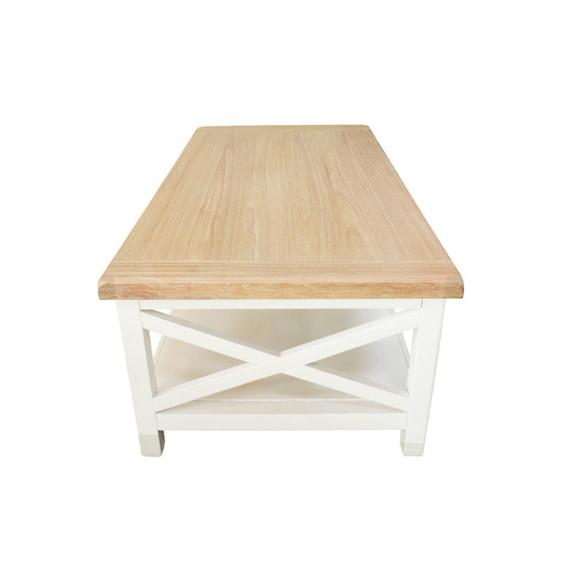 Shellwood 120cm Timber Coffee Table - Light Oak/White