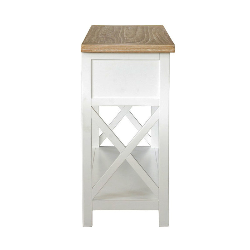 Shellwood 2 Drawer Timber Hall Table - Light Oak/White