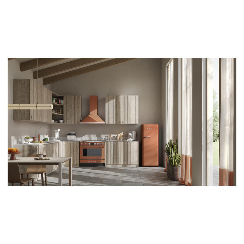 Smeg 90cm Portofino Induction Pyrolytic Freestanding Oven - Amber Clay
