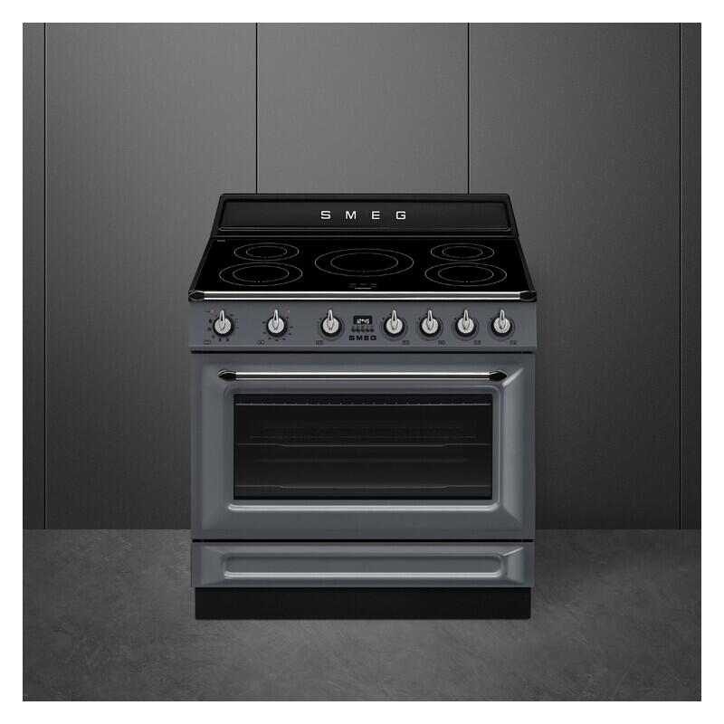 Smeg 90cm Victoria Induction Pyro Cooker - Slate Grey