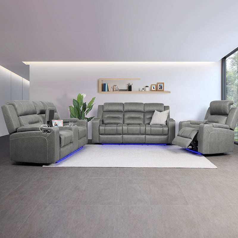 Spielberg 2 Seater Electric Fabric Recliner Sofa - Ash