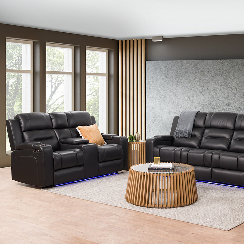 Spielberg 2 Seater Electric Leather Recliner Sofa - Black