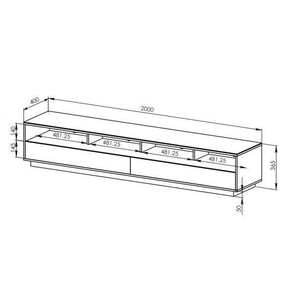 Tauris Suave 2000mm Entertainment Unit - Light Oak/White