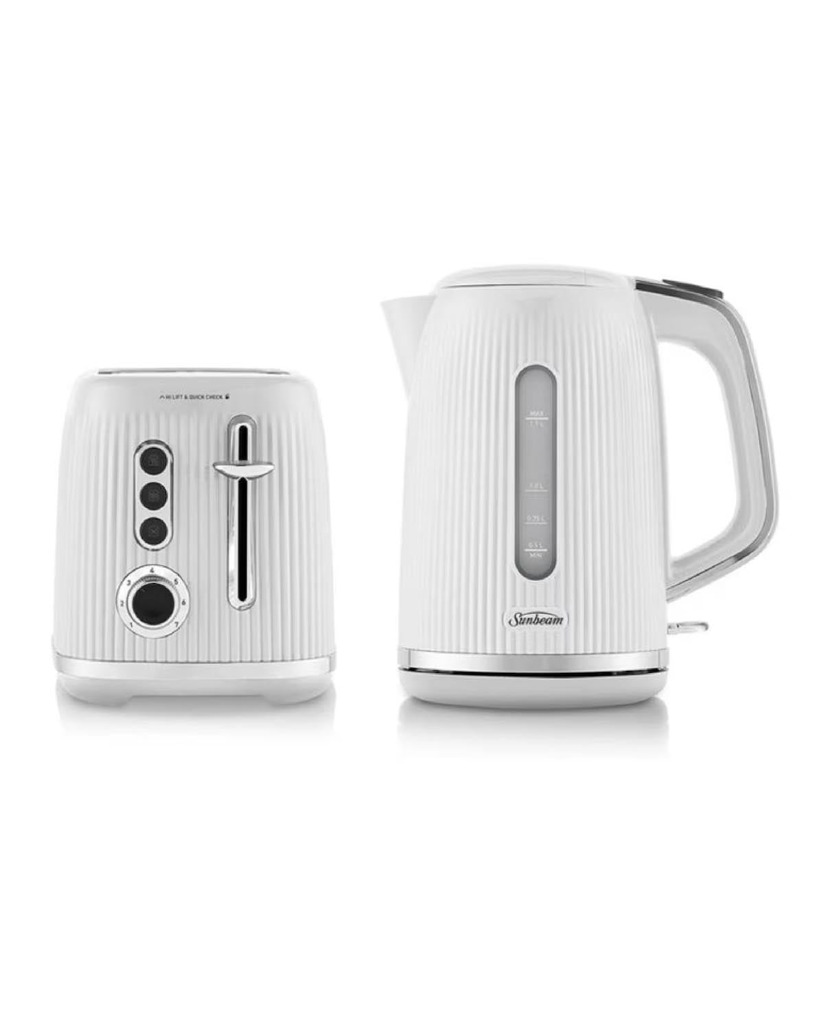 Sunbeam White TAP1002WH Toaster & KEP1007WH Kettle Bundle