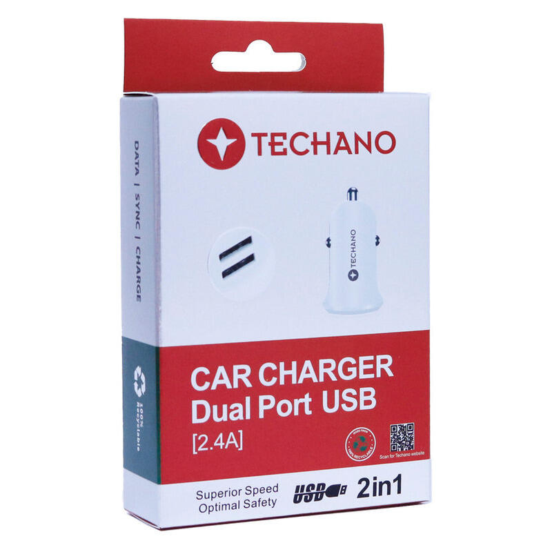 Techano Car Charger Dual Port USB 2.4A