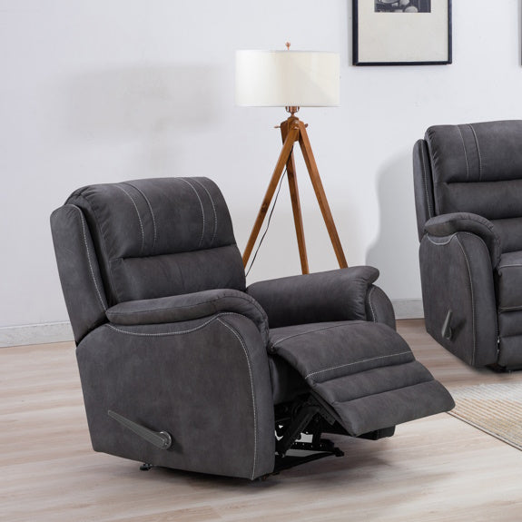 Terence Manual Recliner Fabric Armchair - Charcoal