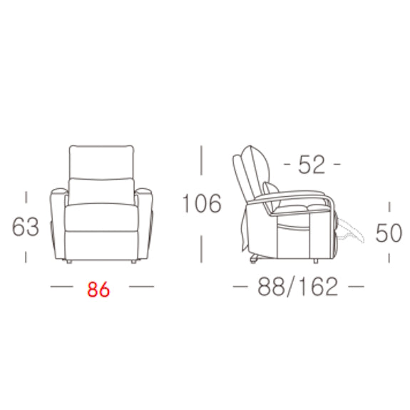 Treviso Lift & Recline Leather Armchair - Powder Blue