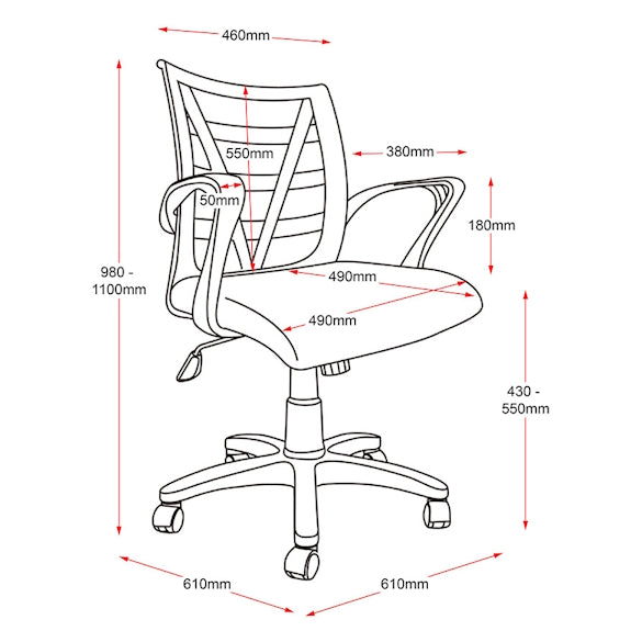 Vienna Gas Lift Office Chair - Black/Silver