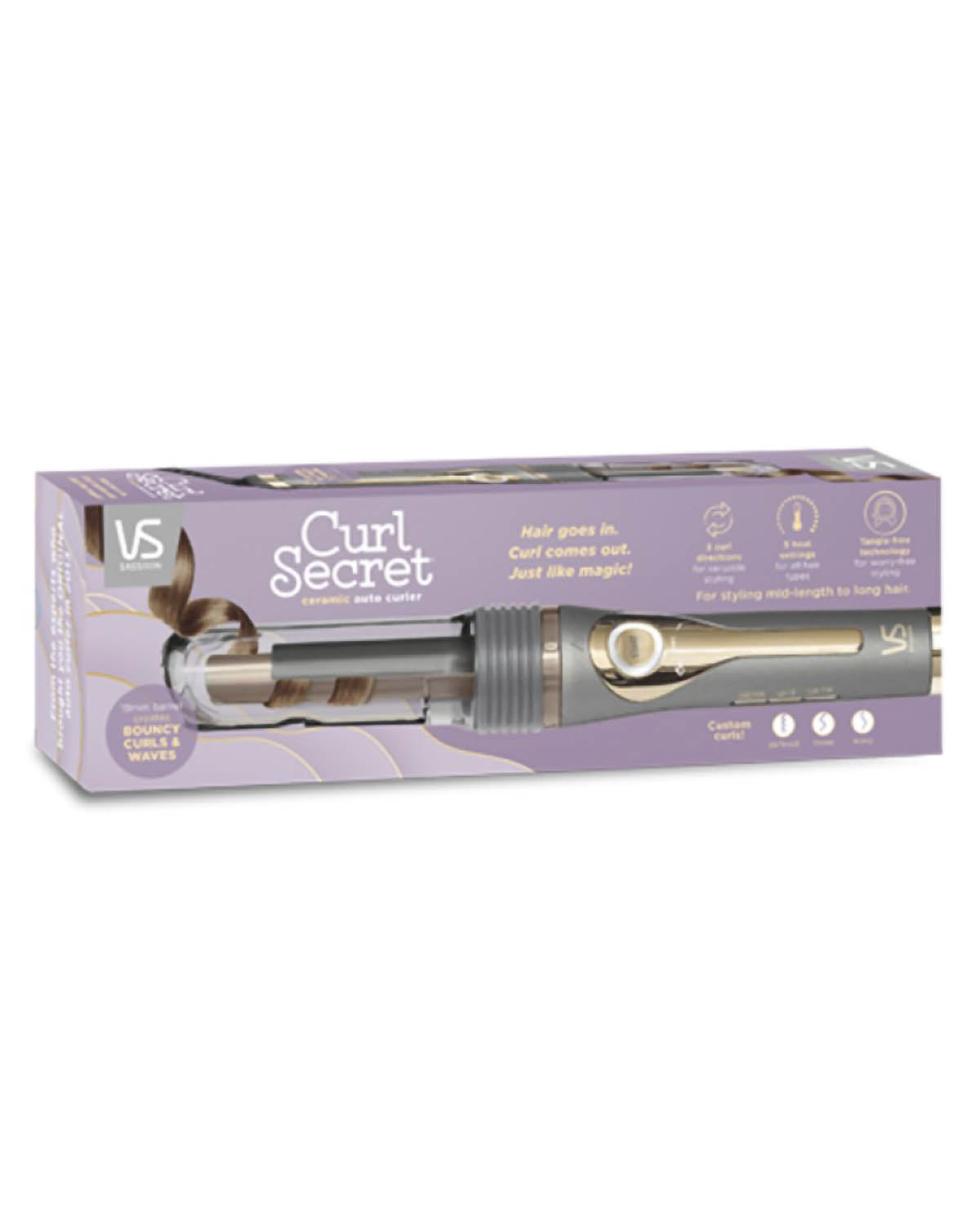 VS Sassoon Curl Secret Ceramic Auto Curler - Metallic Grey/Gold