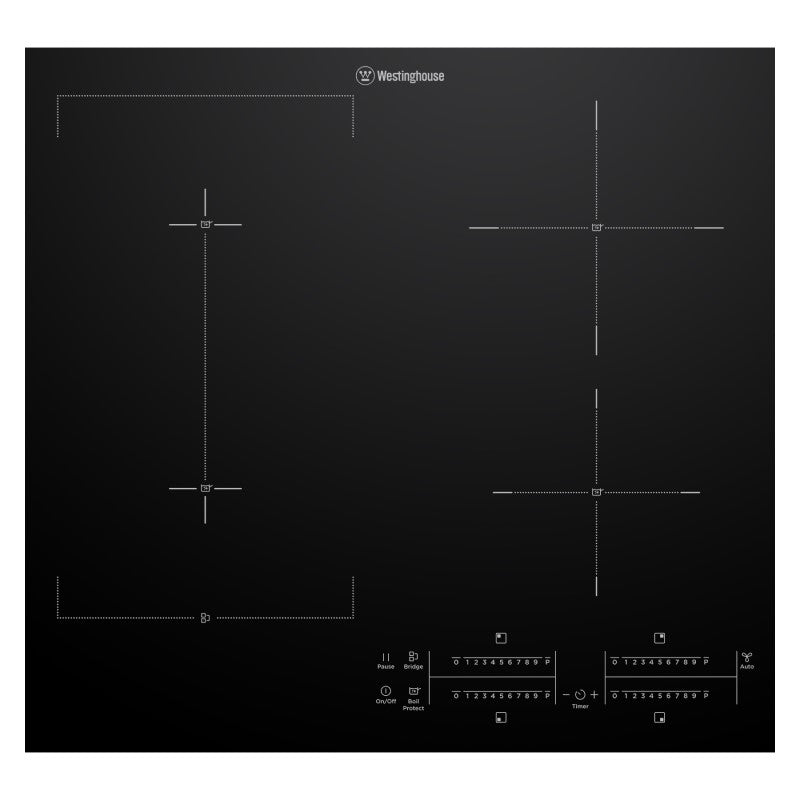 Westinghouse 60cm 4-Zone Induction Cooktop with Bridging Zone - Black Glass