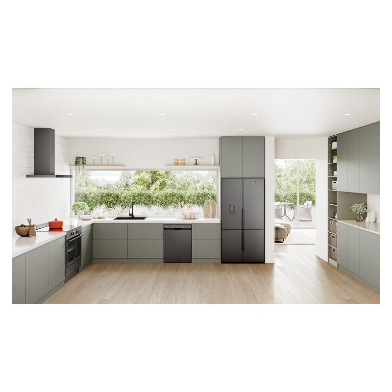 Westinghouse 564L Quad Door Fridge Freezer with Water Dispenser - Matte Charcoal Black