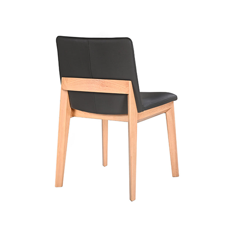 Wilson Leather Dining Chair - Black/Timber