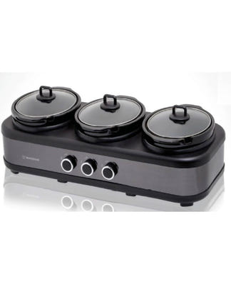 Westinghouse 3x2.5-Litre 3-Pot Slow Cooker - Black Stainless Steel