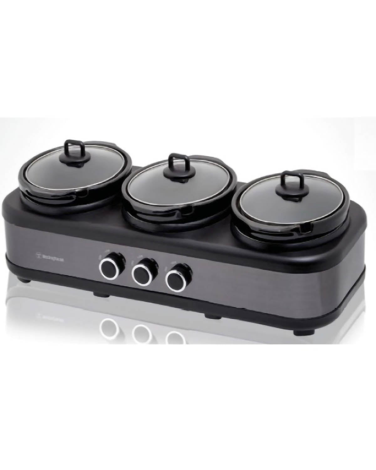 Westinghouse 3x2.5-Litre 3-Pot Slow Cooker - Black Stainless Steel