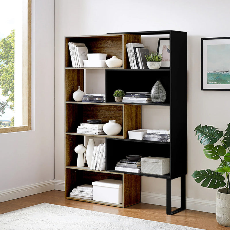 Accord Multi-Shelf Bookcase - Dark Oak/Black