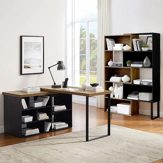 Accord Multi-Shelf Bookcase - Dark Oak/Black