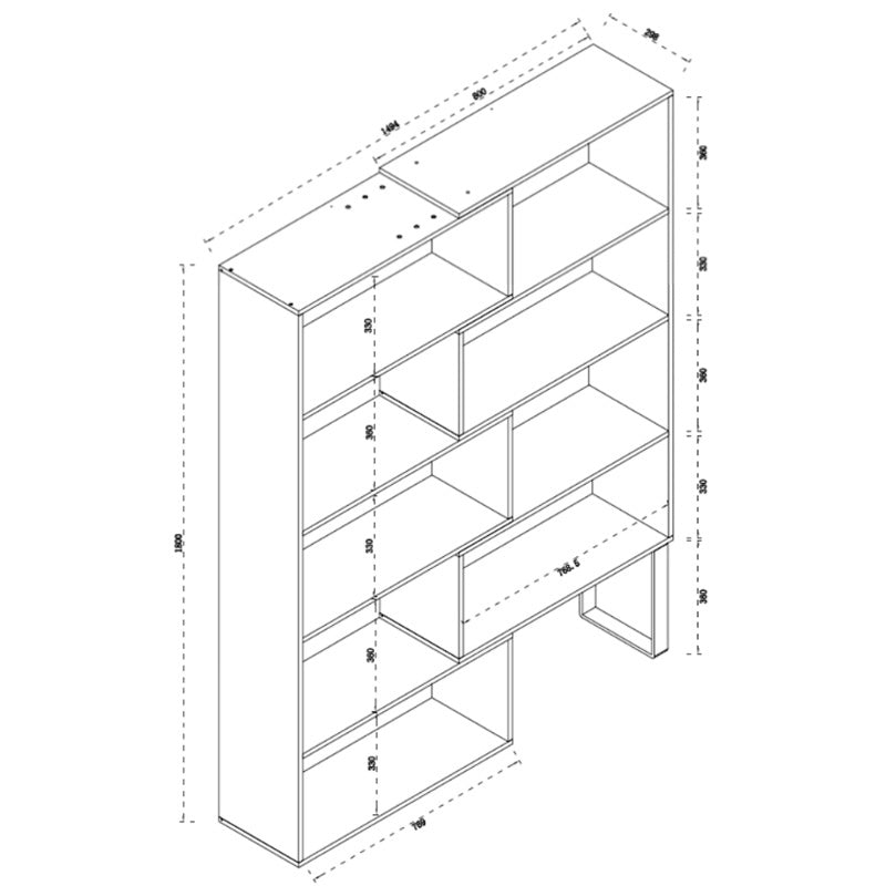 Accord Multi-Shelf Bookcase - Dark Oak/Black