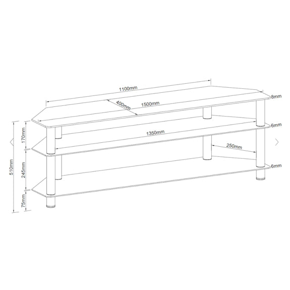 Tauris Ace Black Entertainment Unit - 1500mm