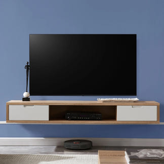 Air 1500mm Wall Mount Entertainment Unit - Light Oak/White