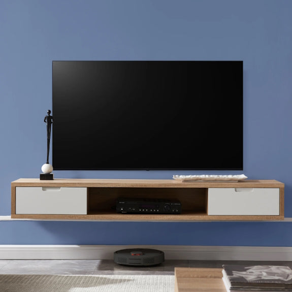 Air 1500mm Wall Mount Entertainment Unit - Light Oak/White
