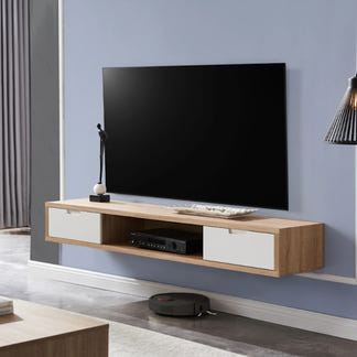 Air 1500mm Wall Mount Entertainment Unit - Light Oak/White
