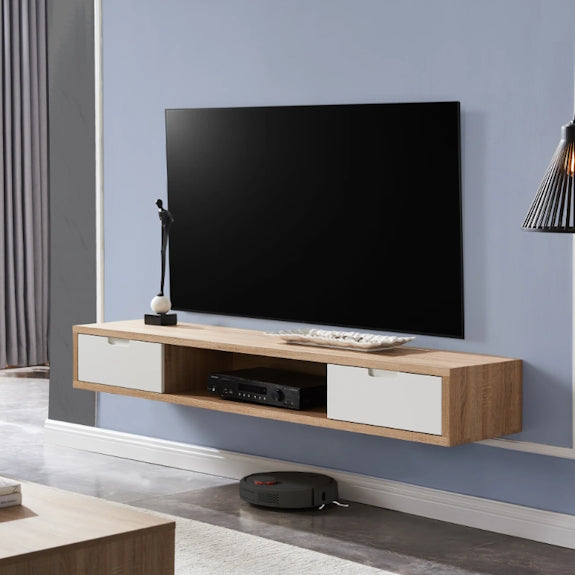 Air 1500mm Wall Mount Entertainment Unit - Light Oak/White