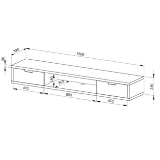 Air 1800mm Wall Mount Entertainment Unit - Light Oak/White