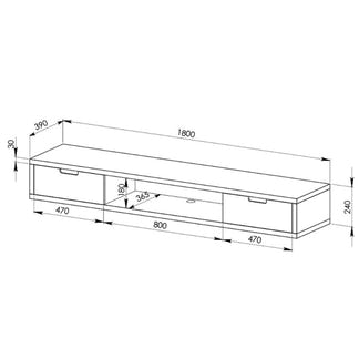 Air 1800mm Wall Mount Entertainment Unit - Black Oak