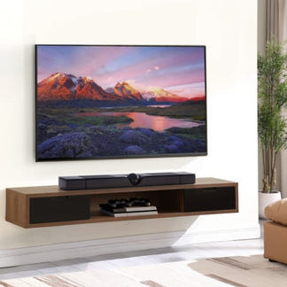 Air 1800mm Wall Mount Entertainment Unit - Dark Oak/Black